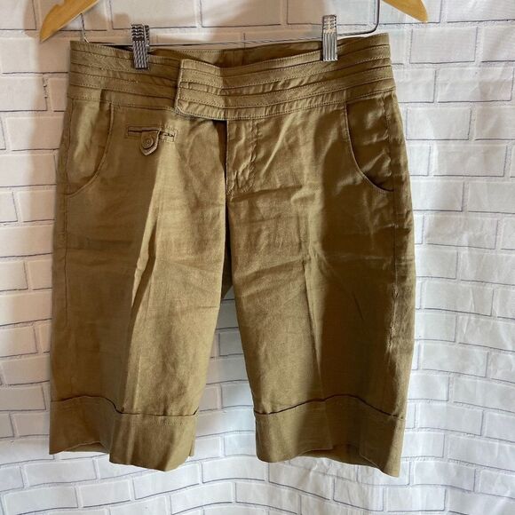 Level 99Wheat Linen Bermuda Dress Shorts S… - Picture 1 of 10
